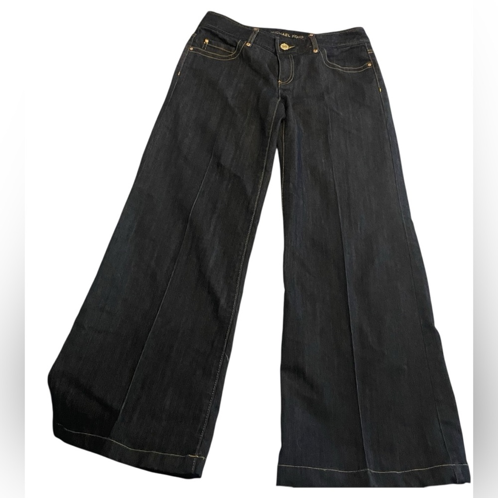 Michael Kors Black Flare Wide-Leg Jeans